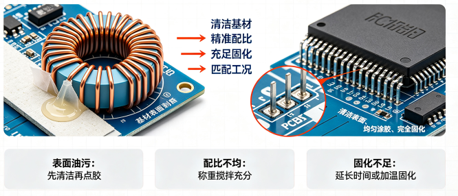 环氧胶粘接后出现脱胶脱落,常见原因及改善方案