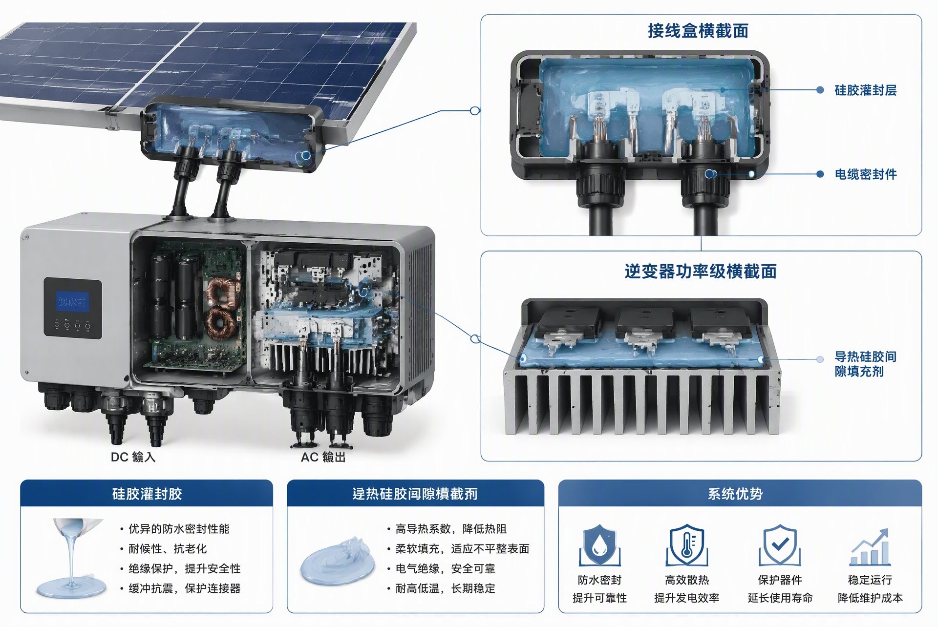 有机硅胶光伏组件逆变器应用