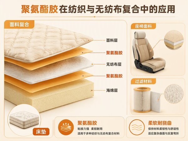 聚氨酯胶在纺织与无纺布复合中的应用：床垫、座椅面料与过滤材料粘接