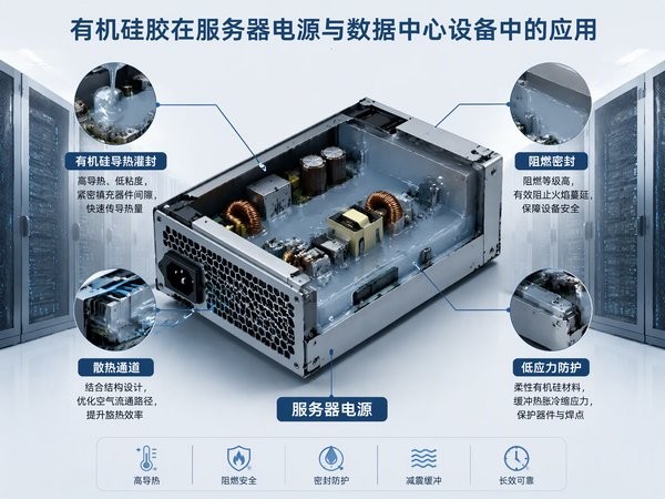 有机硅胶在服务器电源与数据中心设备中的应用：导热灌封、阻燃与防护密封