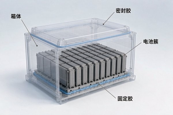 储能PACK箱体密封与电池簇固定用环氧胶