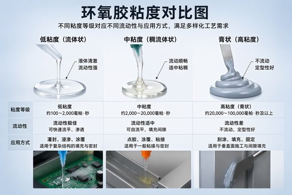 环氧胶粘度怎么选:低粘度、中粘度与膏状的区别